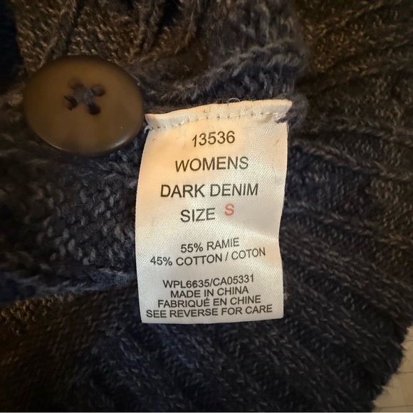 Woolrich | Heather Blue Split Button Cowl Neck Sweater | Sz S - Picture 8 of 9